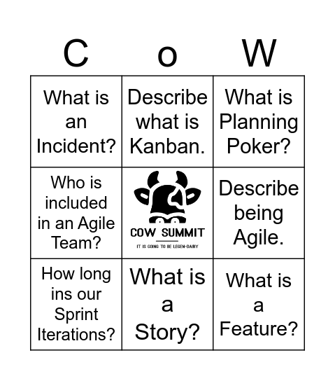 CoW Summit 2024 Bingo Card