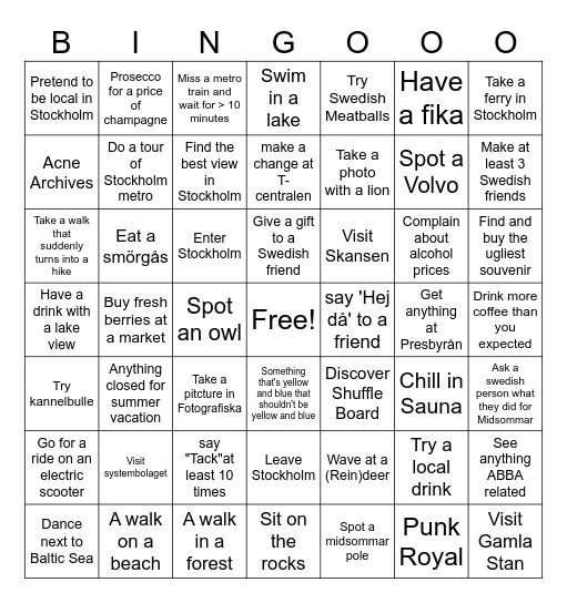 Swedish Essentials Bingo Card