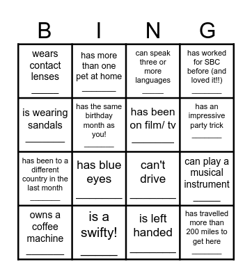 Find someone who... Bingo Card