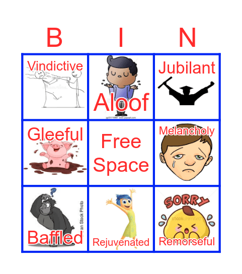 Emotions Bingo Card