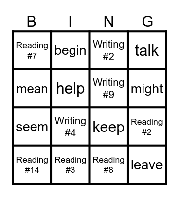 MODULE 9- LANGUAGE ARTS TEST Bingo Card