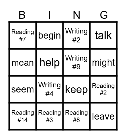 MODULE 9- LANGUAGE ARTS TEST Bingo Card