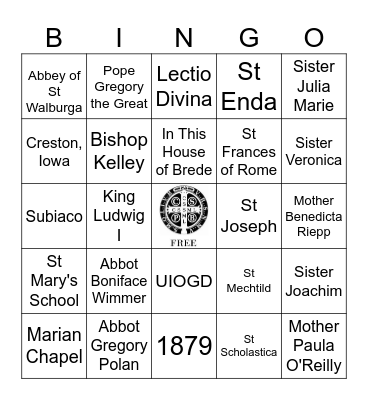 BENEDICTINE BINGO Card