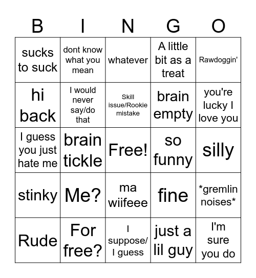 Missycat Bingo Card