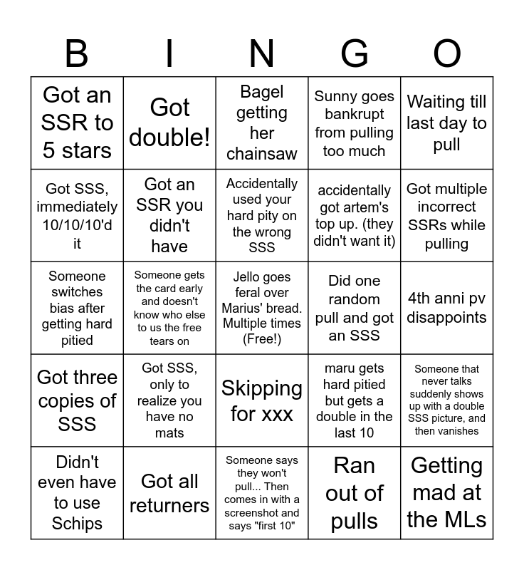 ToT 3rd Anni Pulling Bingo Card