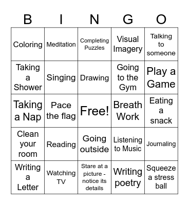 COPING SKILLS Bingo Card