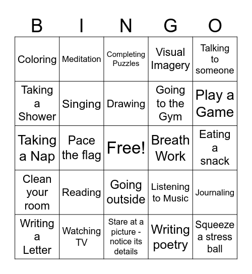 COPING SKILLS Bingo Card