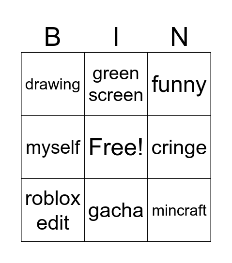 youtube shorts bingo Card