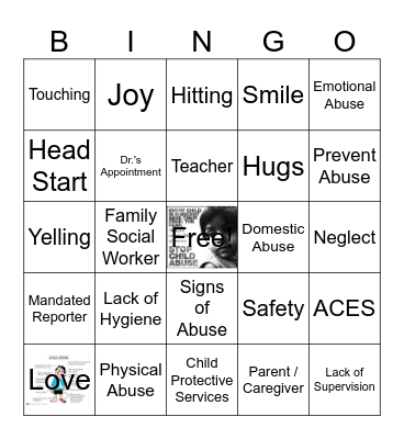 Child Maltreatment Bingo Card