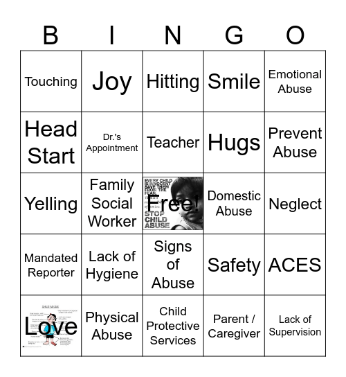 Child Maltreatment Bingo Card