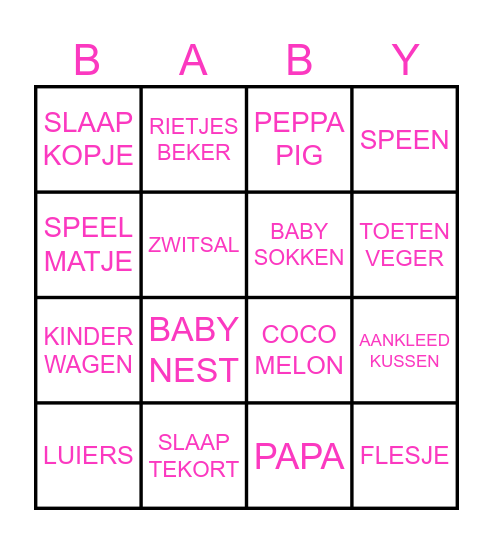 Ashley´s Baby Pret Parade BINGO Card