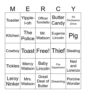 Mercy Watson Fights Crime Bingo Card