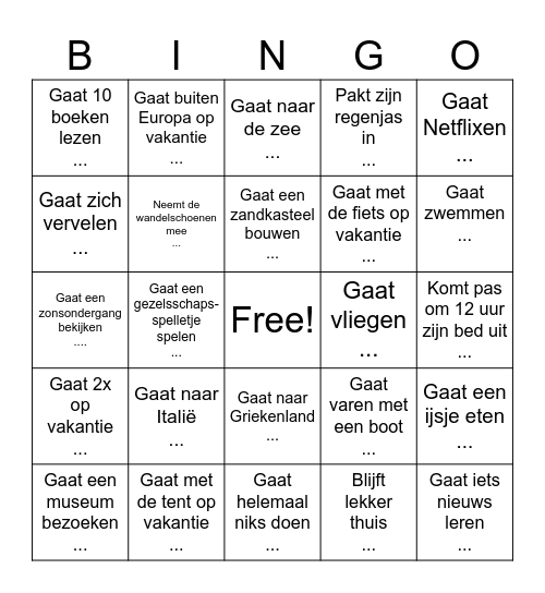 Zoek iemand die... Bingo Card