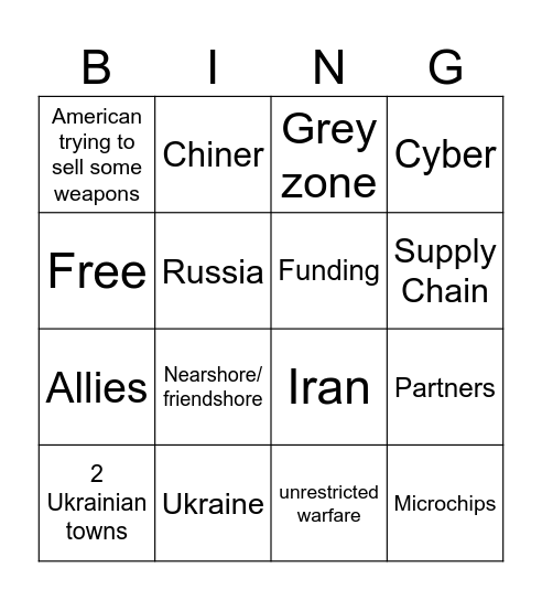 NATO Summit Bingo Card