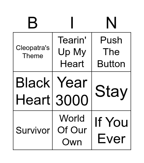 GIRL BANDS vs BOY BANDS Bingo Card