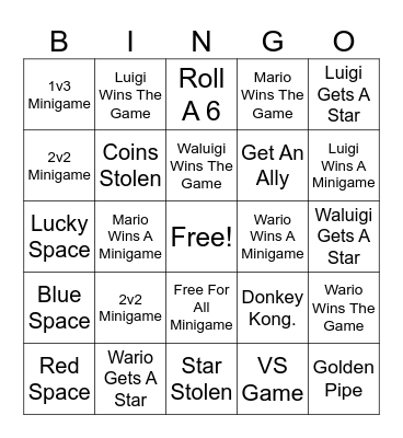 Super Mario Party Bingo Card