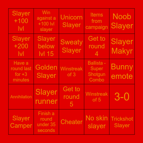 Doom Eternal Bingo Card