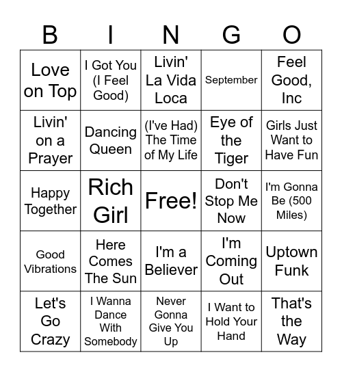 Happy Vibes Bingo Card