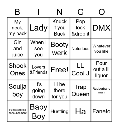 TRAP Bingo Card