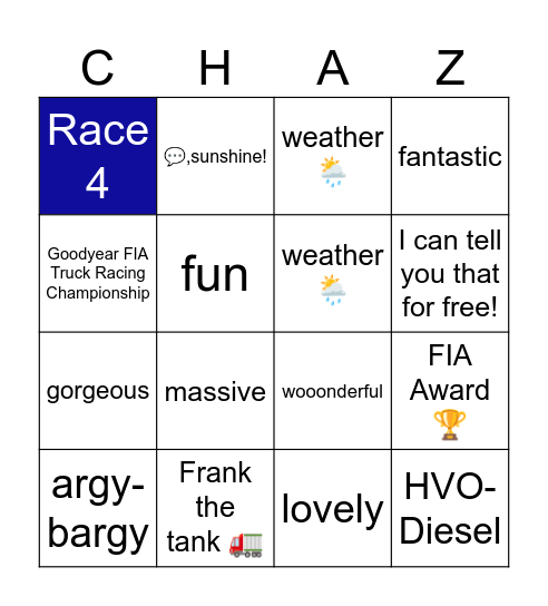 Chaz Bingo Jarama 🇪🇸 Bingo Card
