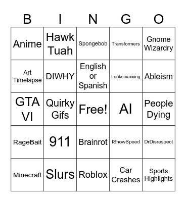 Instagram Reels Bingo Card