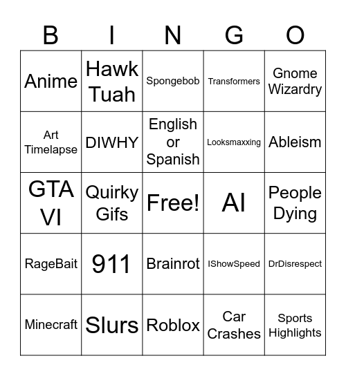 Instagram Reels Bingo Card