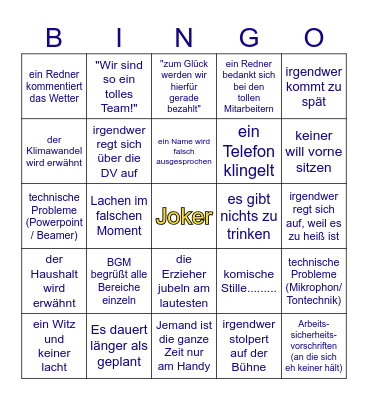 Dienstversammlung 2024 Bingo Card