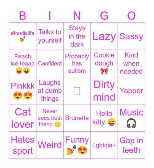 Aeron bingo 🎀 Bingo Card