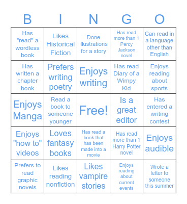 Miss Lewis's ELA Get To Know You BINGO Card