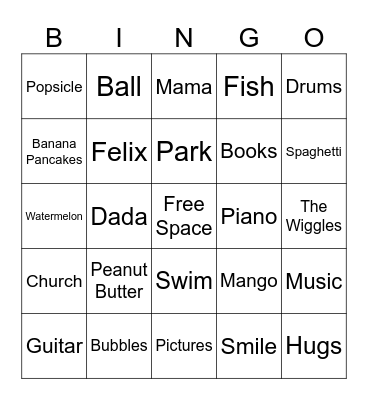 Jeremiah's Favorites Bingo Card