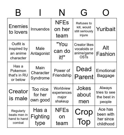 /tog/ female OC bingo Card