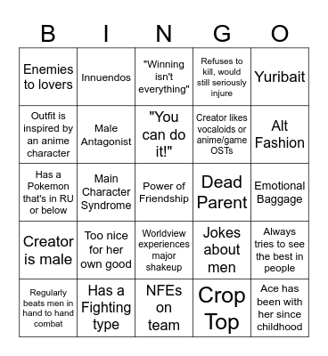/tog/ female OC bingo Card