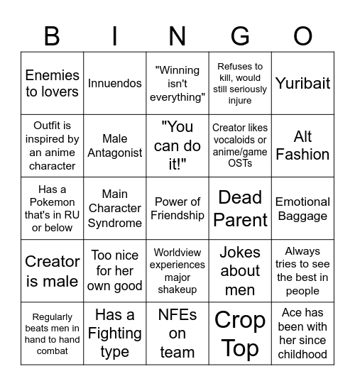 /tog/ female OC bingo Card