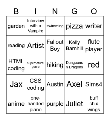 FINNLEY BINGO! Bingo Card