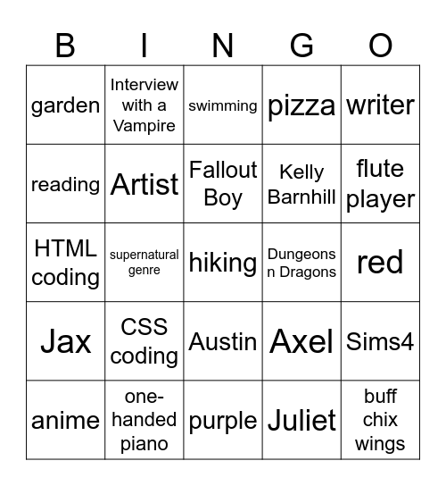 FINNLEY BINGO! Bingo Card