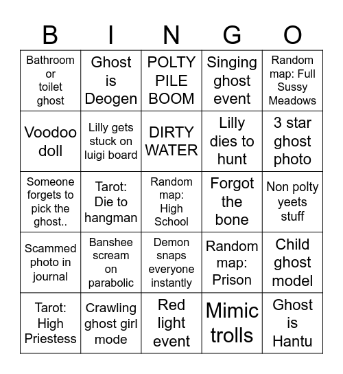 Phäsmöphooobs Bingo Card