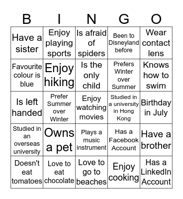 Know Your Colleagues Bingo Card