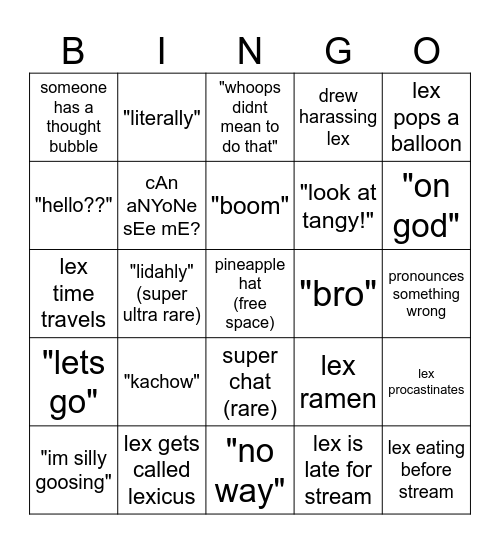 lex play bingo Card