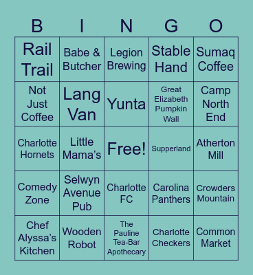 Charlotte Bucket List Bingo Card