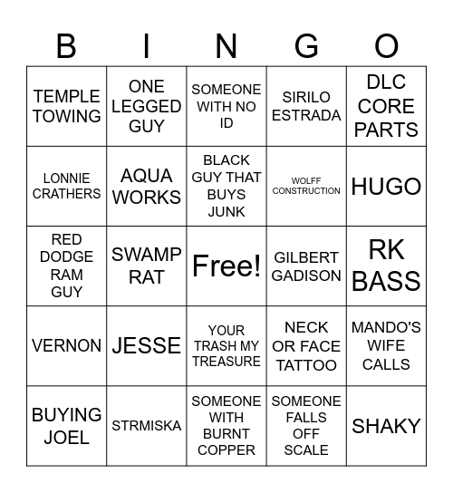 SCRAP YARD BINGO Card