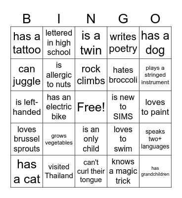 FIND SOMEONE WHO... Bingo Card