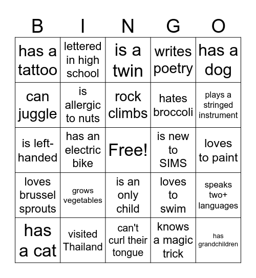 FIND SOMEONE WHO... Bingo Card