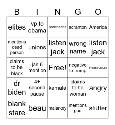 biden 7/11 speech bingo Card