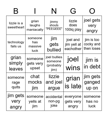 power rangers Bingo Card