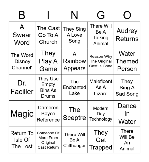 Descendants 4 Bingo Card