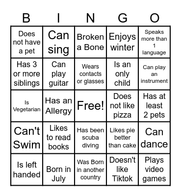 Get to know Bingo Card