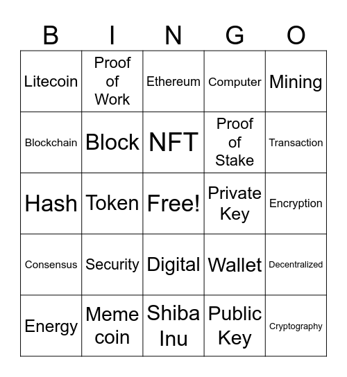 Crypto Bingo! Bingo Card