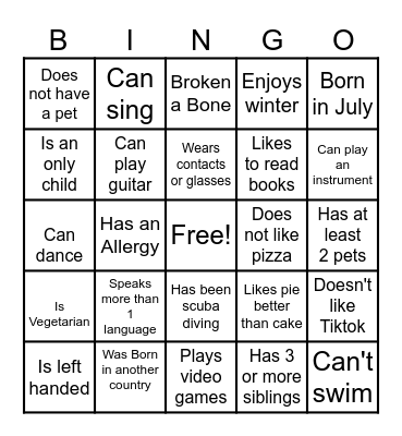 Get to know Bingo Card