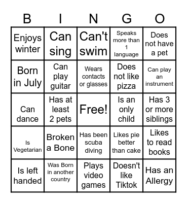 Get to know Bingo Card