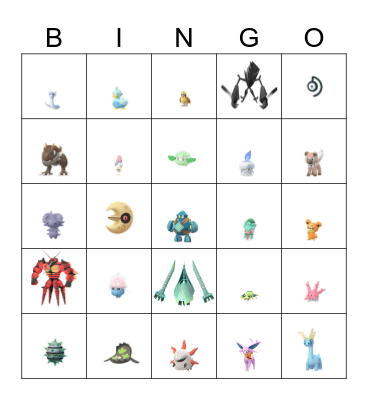 Pokimono Bingo Card